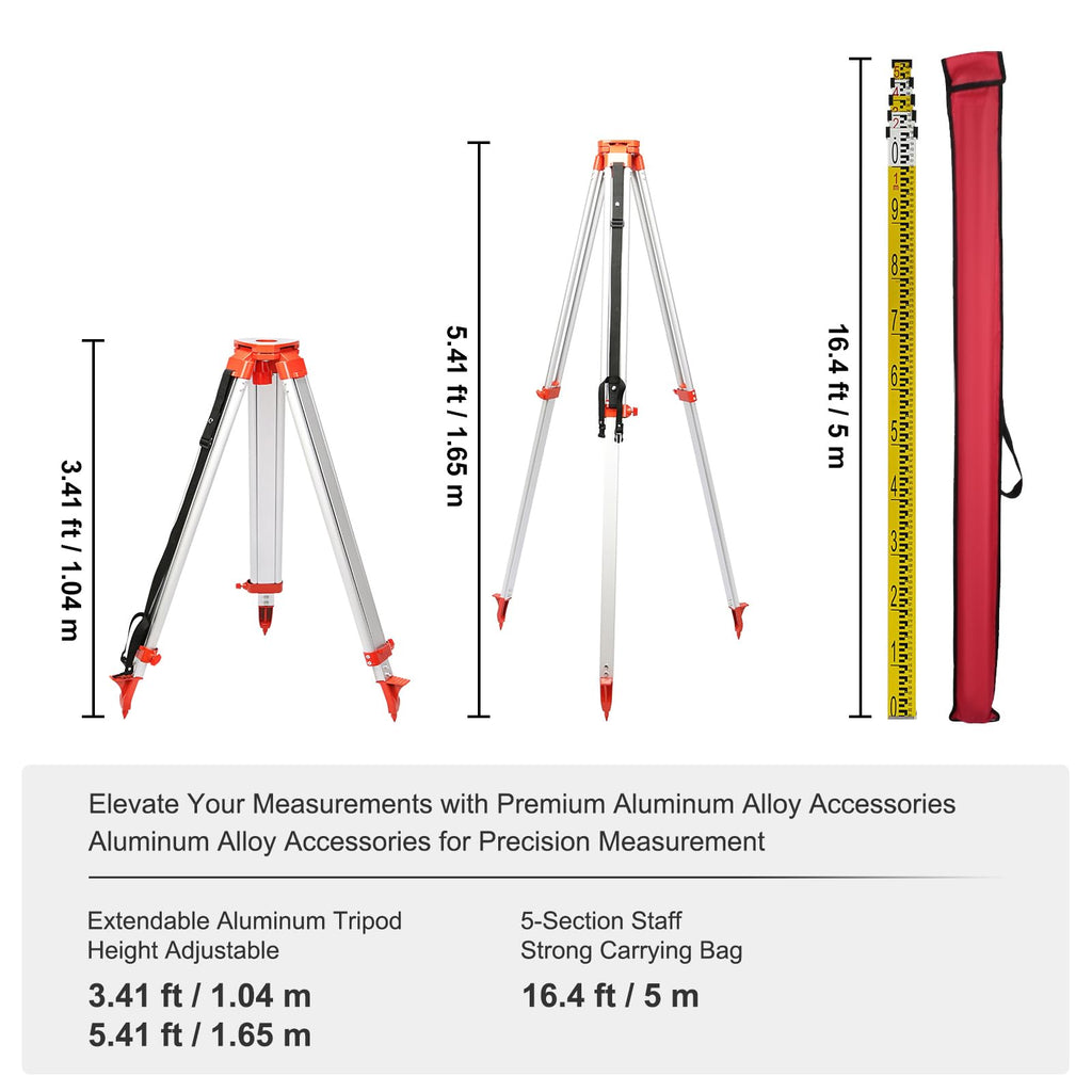 Green 360 Degree Self Leveling Rotary Laser Level Kit with Tripod & Staff X30890