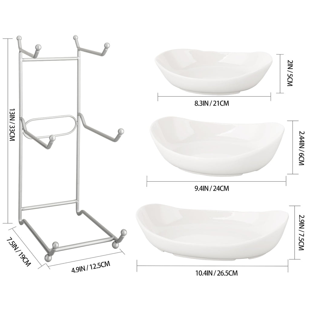 3 Tier Ceramic Fruit Bowl with Metal Stand F7986