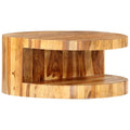 Solid Sheesham Wood Round Coffee Table with Built-in Shelf U46714