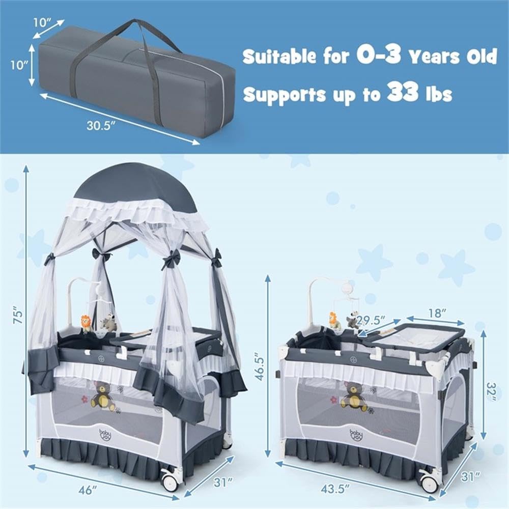 Portable Baby Crib with Bassinet and Changing Table P181358