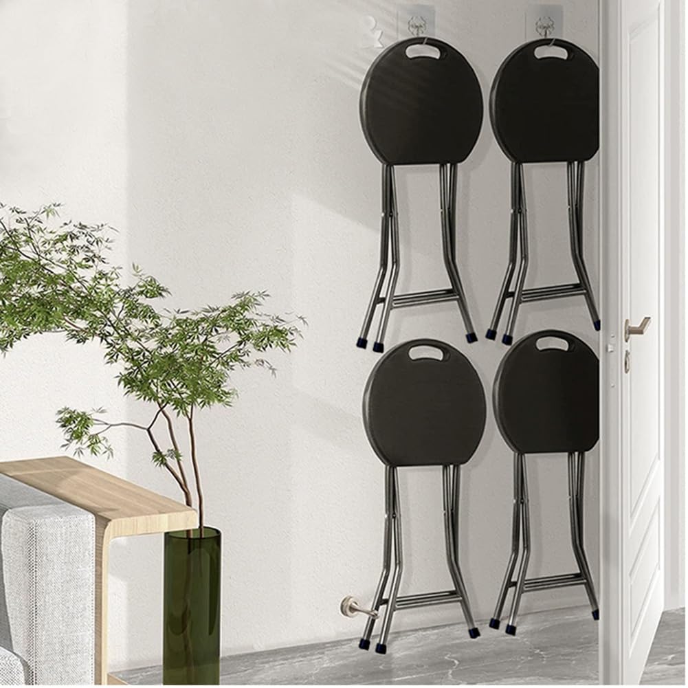 18 Inch Portable Folding Stool with Handle, 500lbs Capacity Round Plastic Chair Y3813