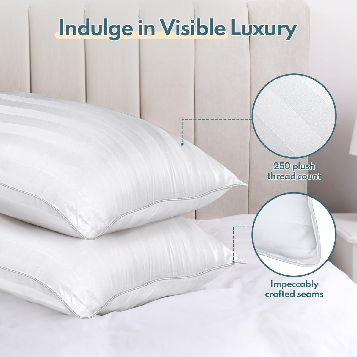 King Size Set of 2 Soft Sleeping Pillow T855895