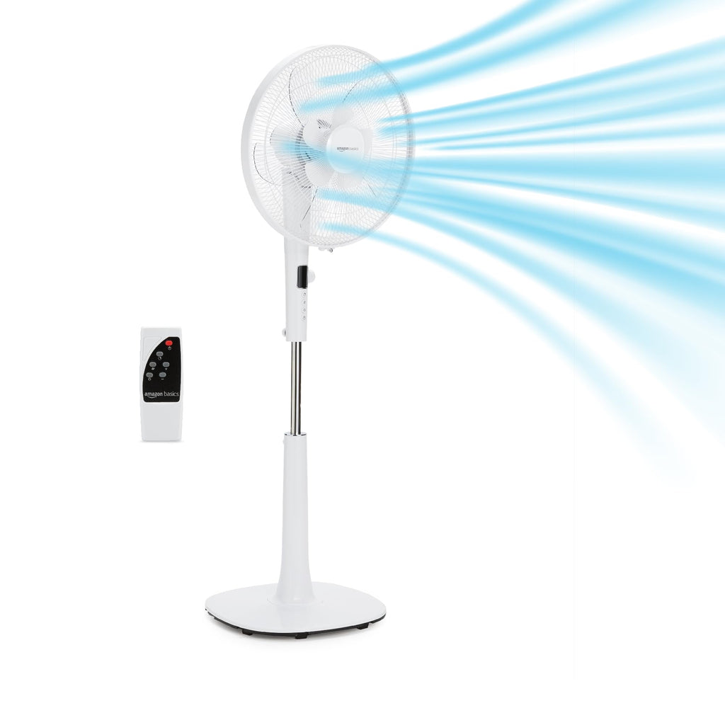16-inch Quiet DC Motor Standing Floor Fan with Remote, White B413628
