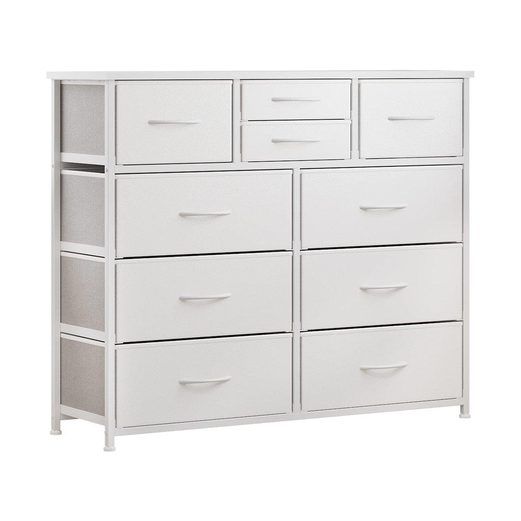 White 10 Drawer Fabric Dresser H989863