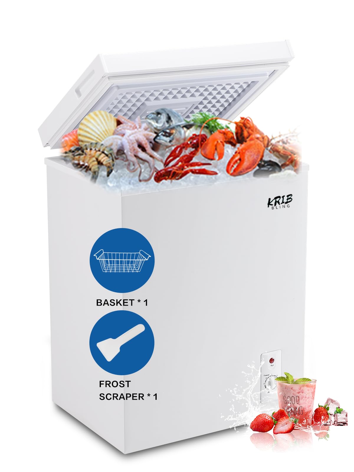 3.5 Cu.Ft Chest Freezer with Removable Basket, White F2984