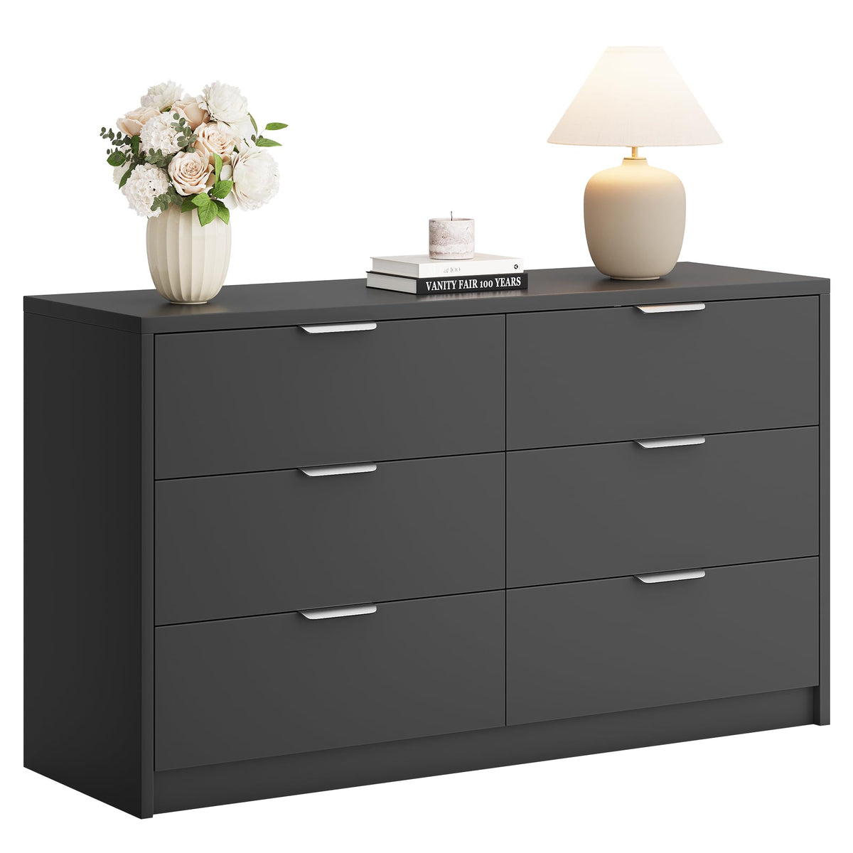 53" Wide 6 Drawer Wood Dresser H759