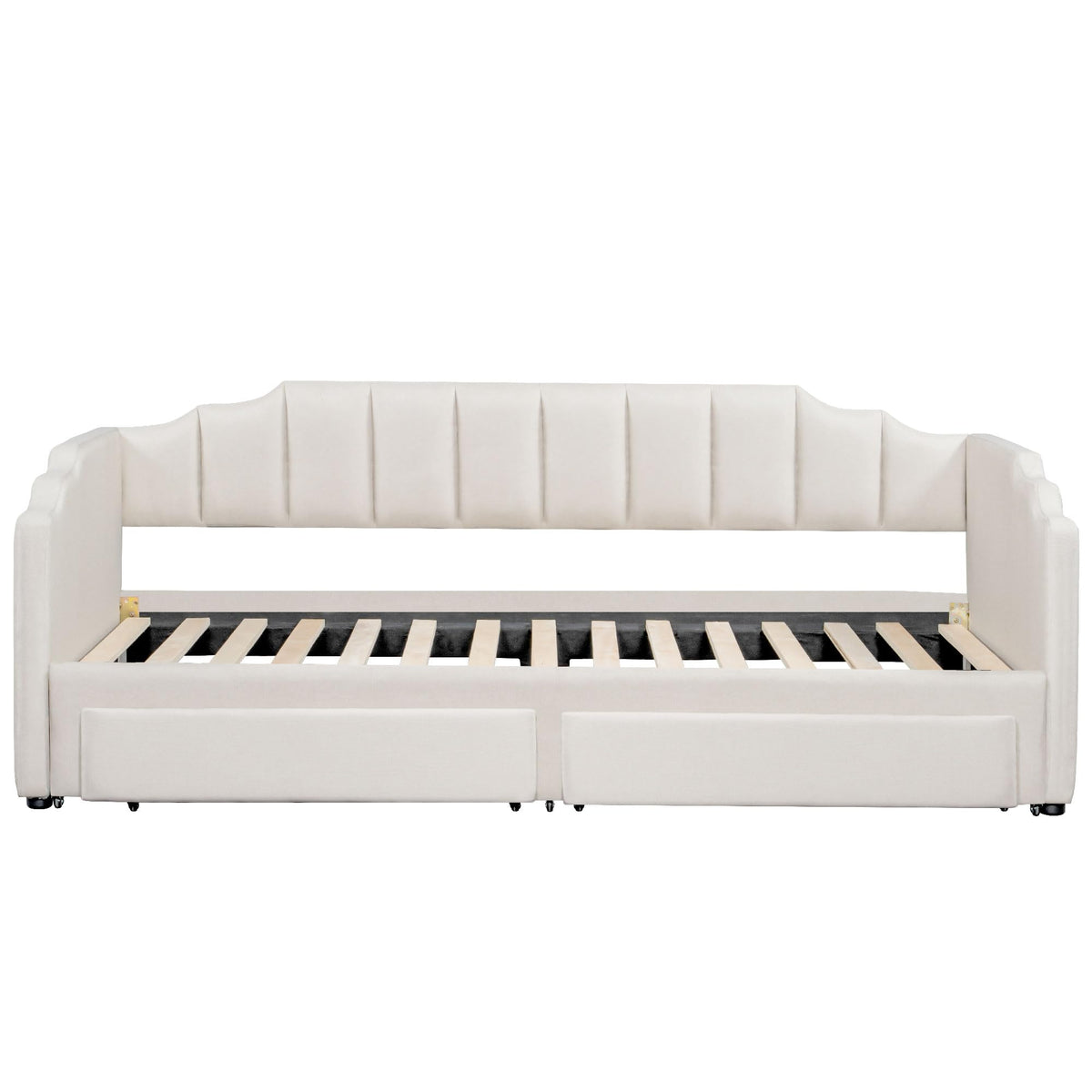 Twin XL to King Extendable Upholstered Daybed Frame with 2 Storage Drawers V167