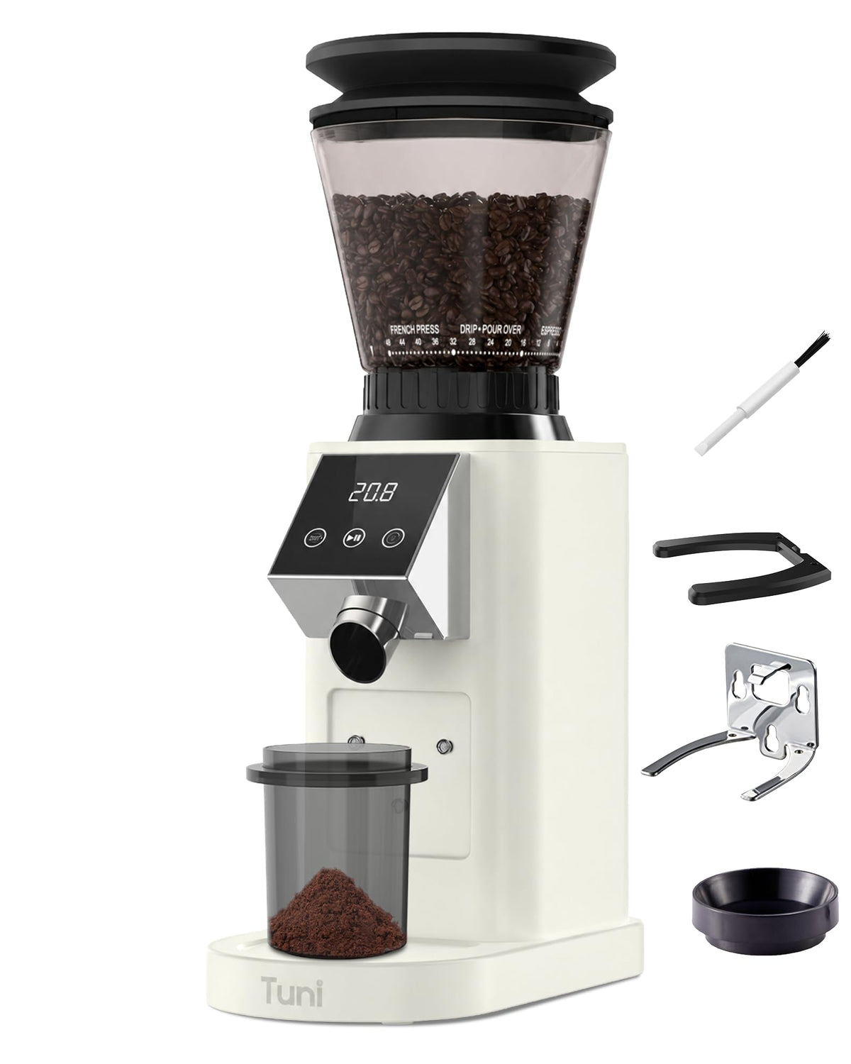 Conical Burr Coffee Grinder, 48 Grind Settings, Ivory L88164