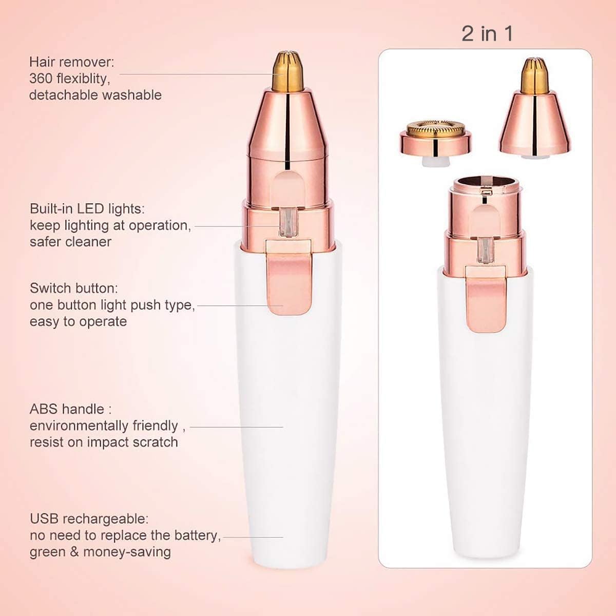 2 in 1 Rechargeable Eyebrow Trimmer T8418