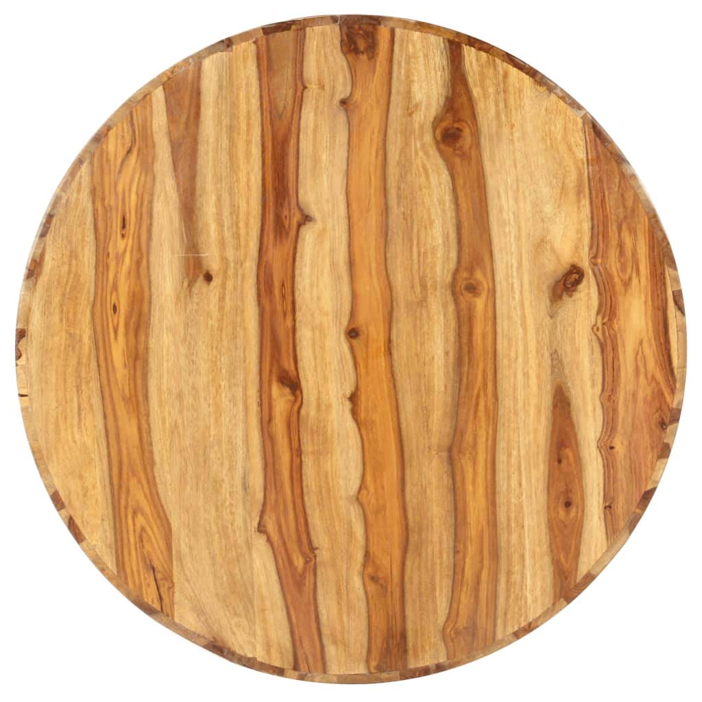 Solid Sheesham Wood Round Coffee Table with Built-in Shelf U46714