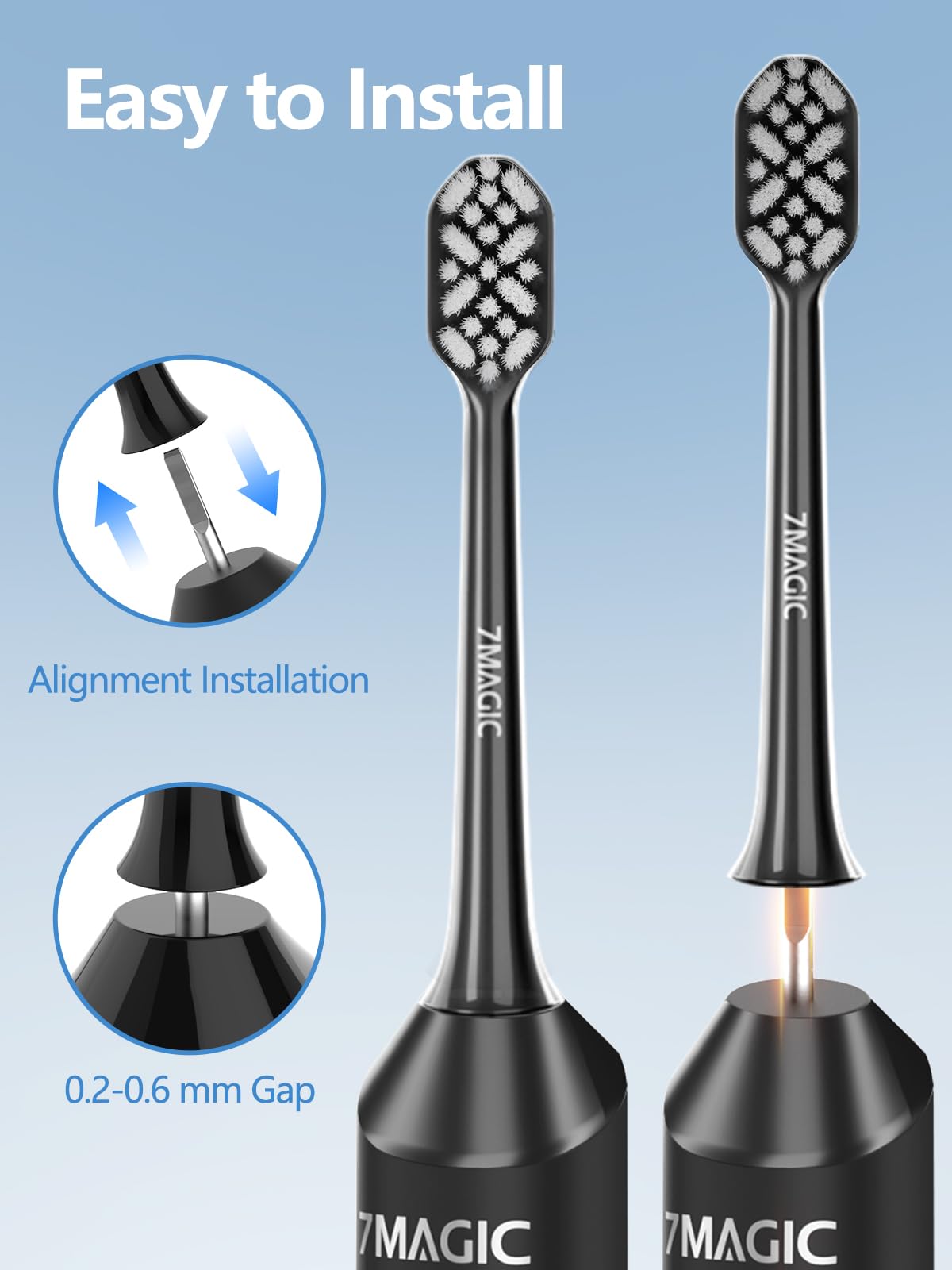 Electric Toothbrush Replacement Brush Heads 2-Pack Black V584335