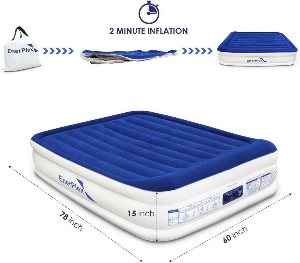 Luxury 15 Inflatable Twin Air Mattress with Built-in Dual Pump Q645186