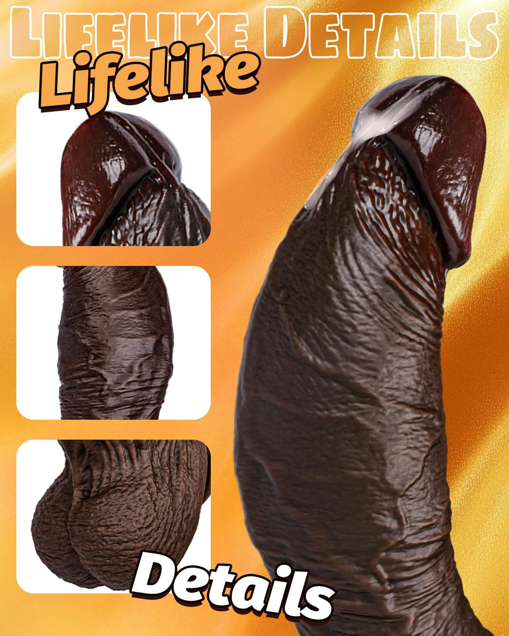 10.5'' Thick Black Realistic Curved Dildo D601494