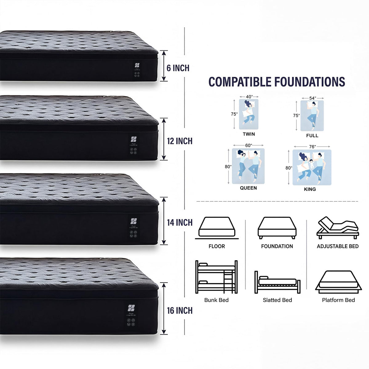 Full Size 12 Inch Memory Foam Hybrid Mattress T481372