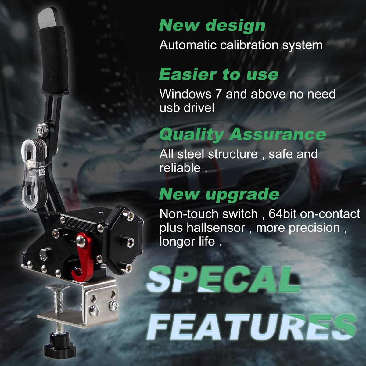 2-in-1 USB Handbrake with Hall Sensor and Clamp S567