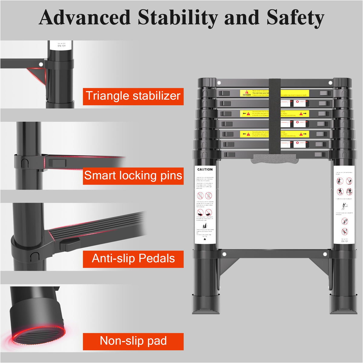 8.5 FT 330 Lbs Aluminum Telescoping Ladder J85976