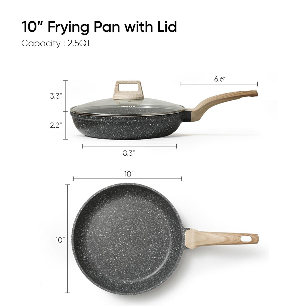 Non Stick 10 Inch Granite Skillet with Glass Lid M1270