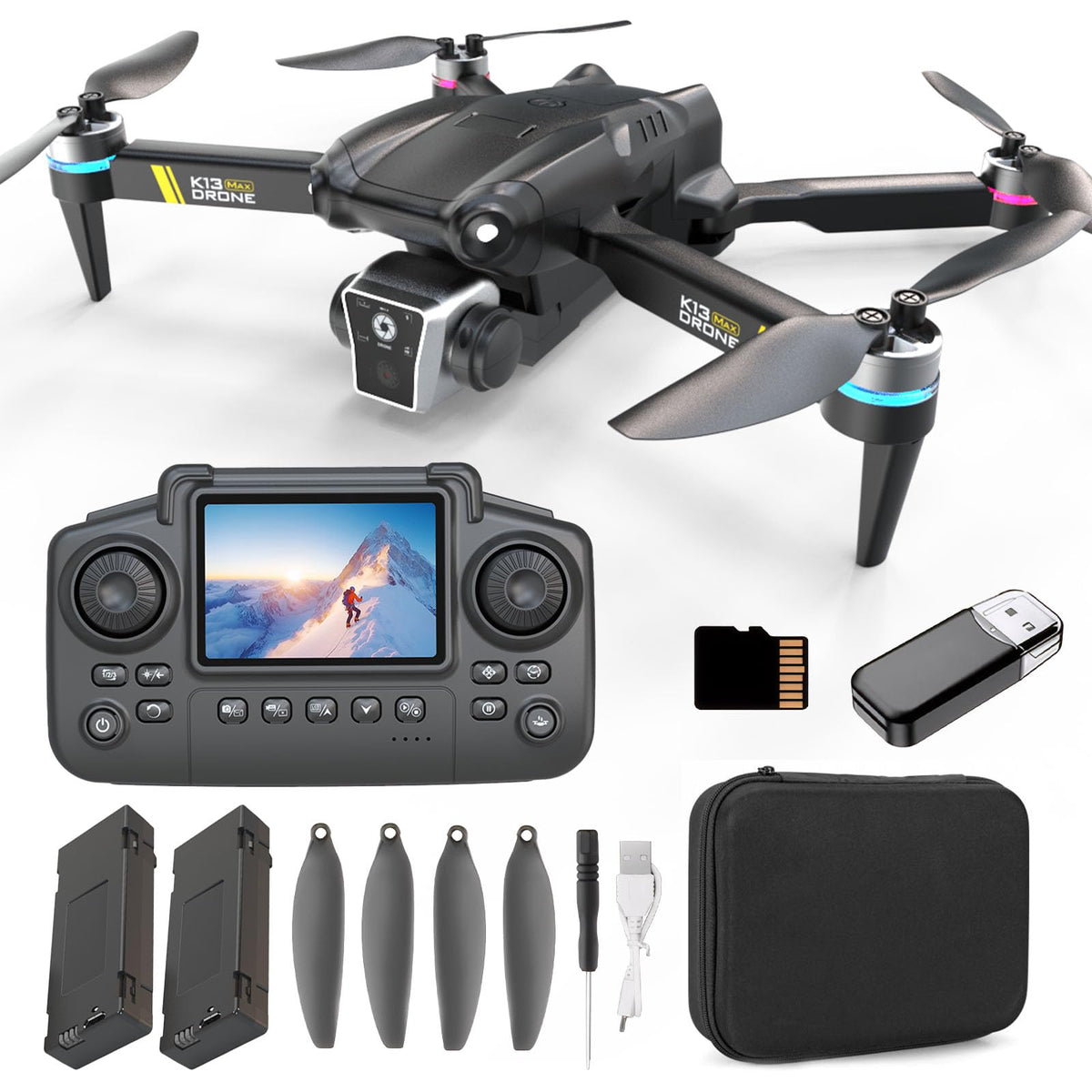 Brushless Drone with Camera, 2 Batteries T934605