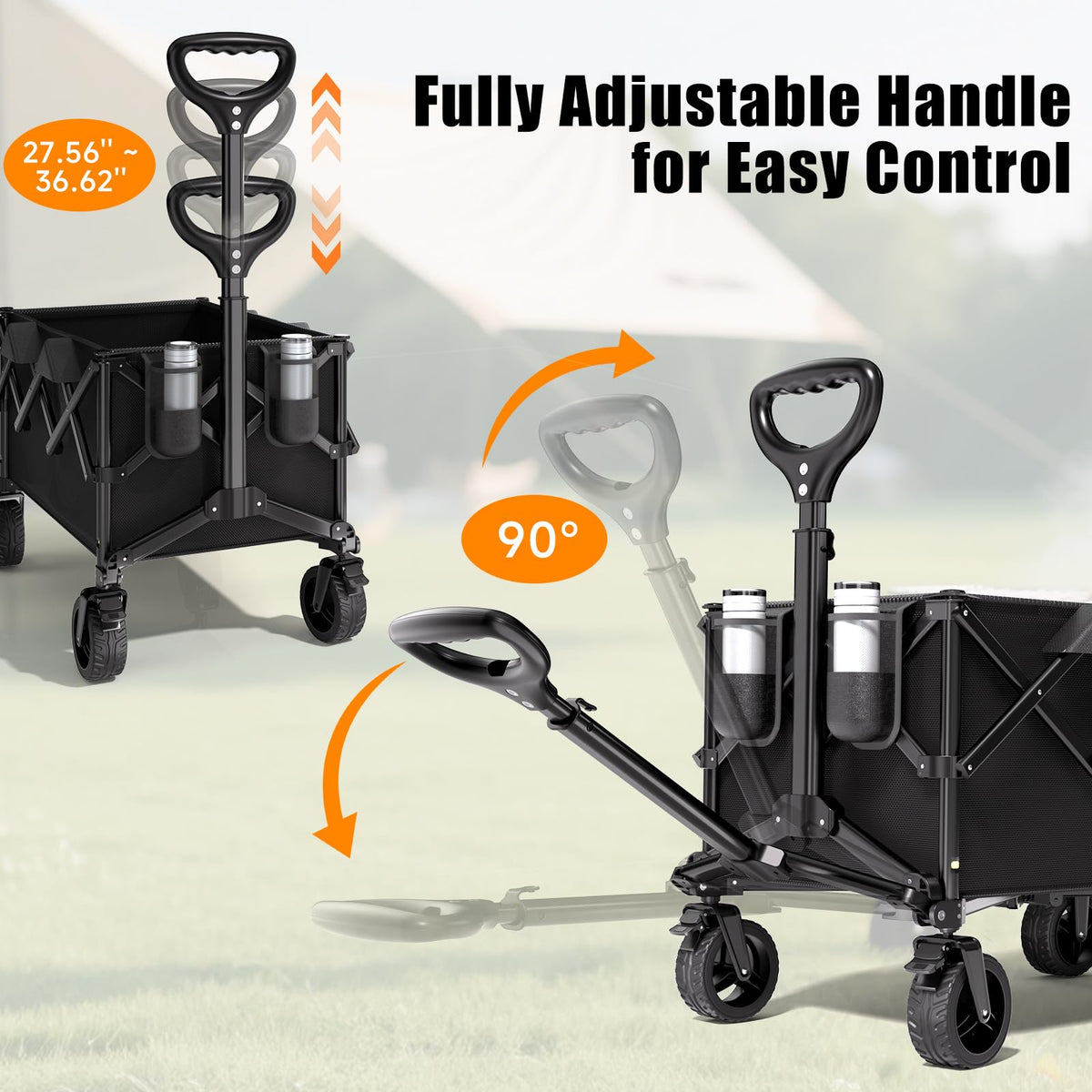 Collapsible Heavy Duty Wagon Cart with All-Terrain Wheels E565394