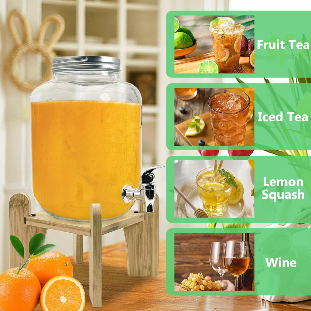 1 Gallon Beverage Dispenser with Wood Stand Y61613