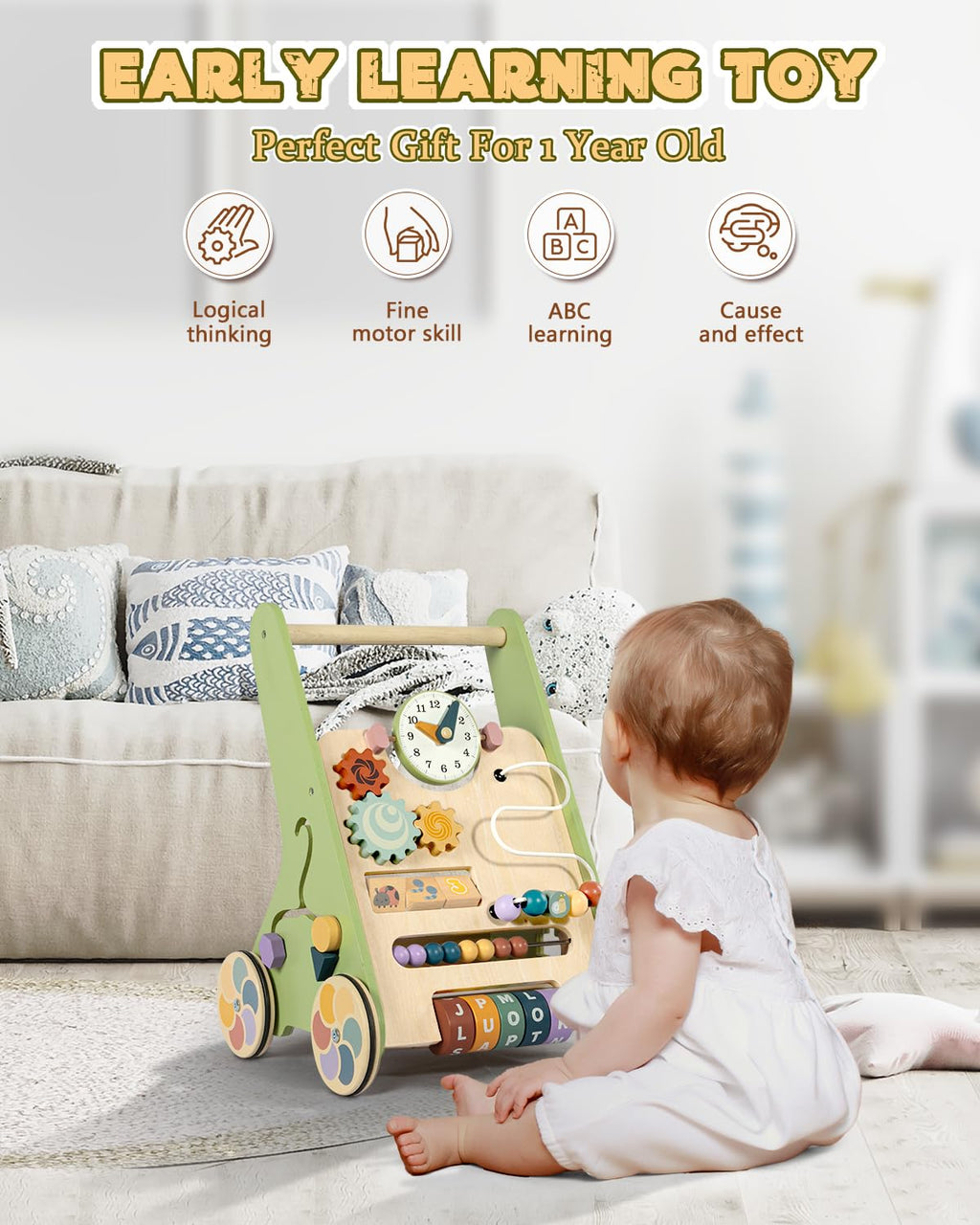 Wooden Push Walker with Wheels M62497