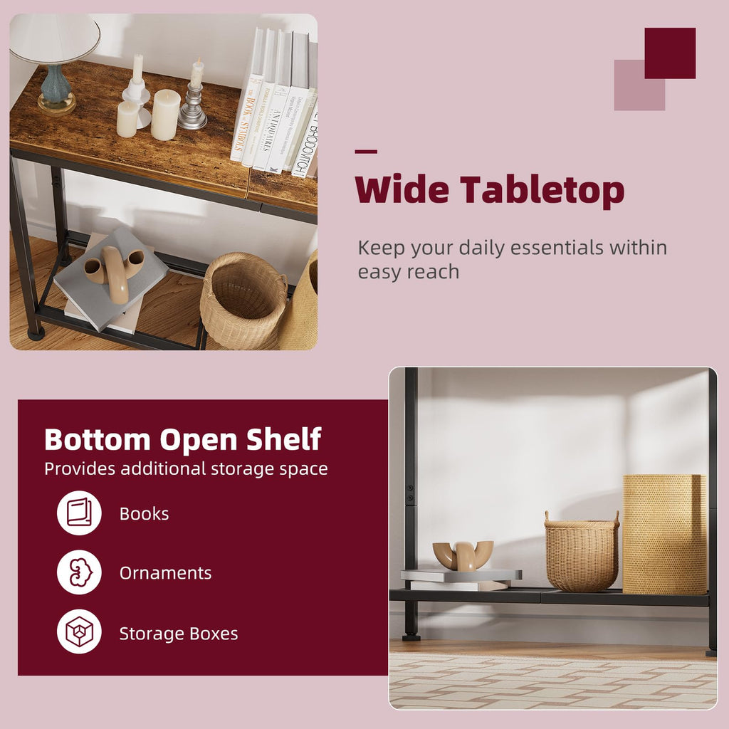 Rustic Brown Console Table with Storage Shelf J697184
