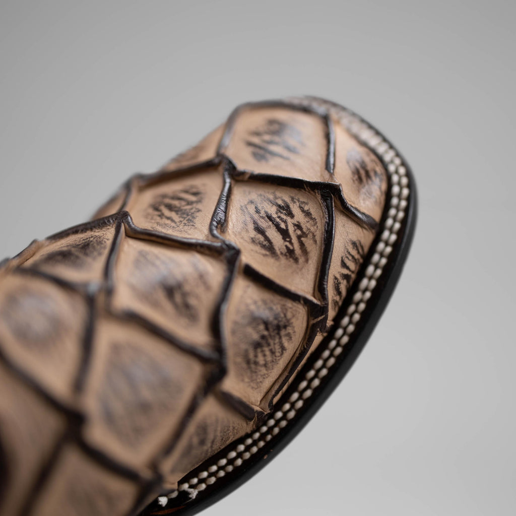 Leather Print Embroidered Square Toe Cowboy Boots C63572