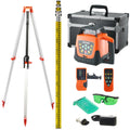 Green 360 Degree Self Leveling Rotary Laser Level Kit with Tripod & Staff X30890