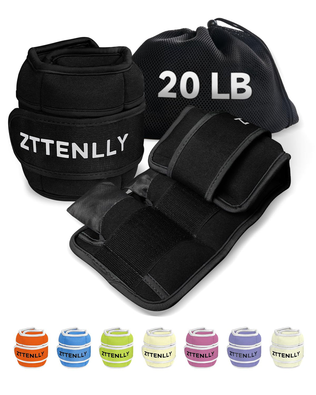 Adjustable Ankle Weights 1 Pair 5 10 15 18 20 Lbs T756855