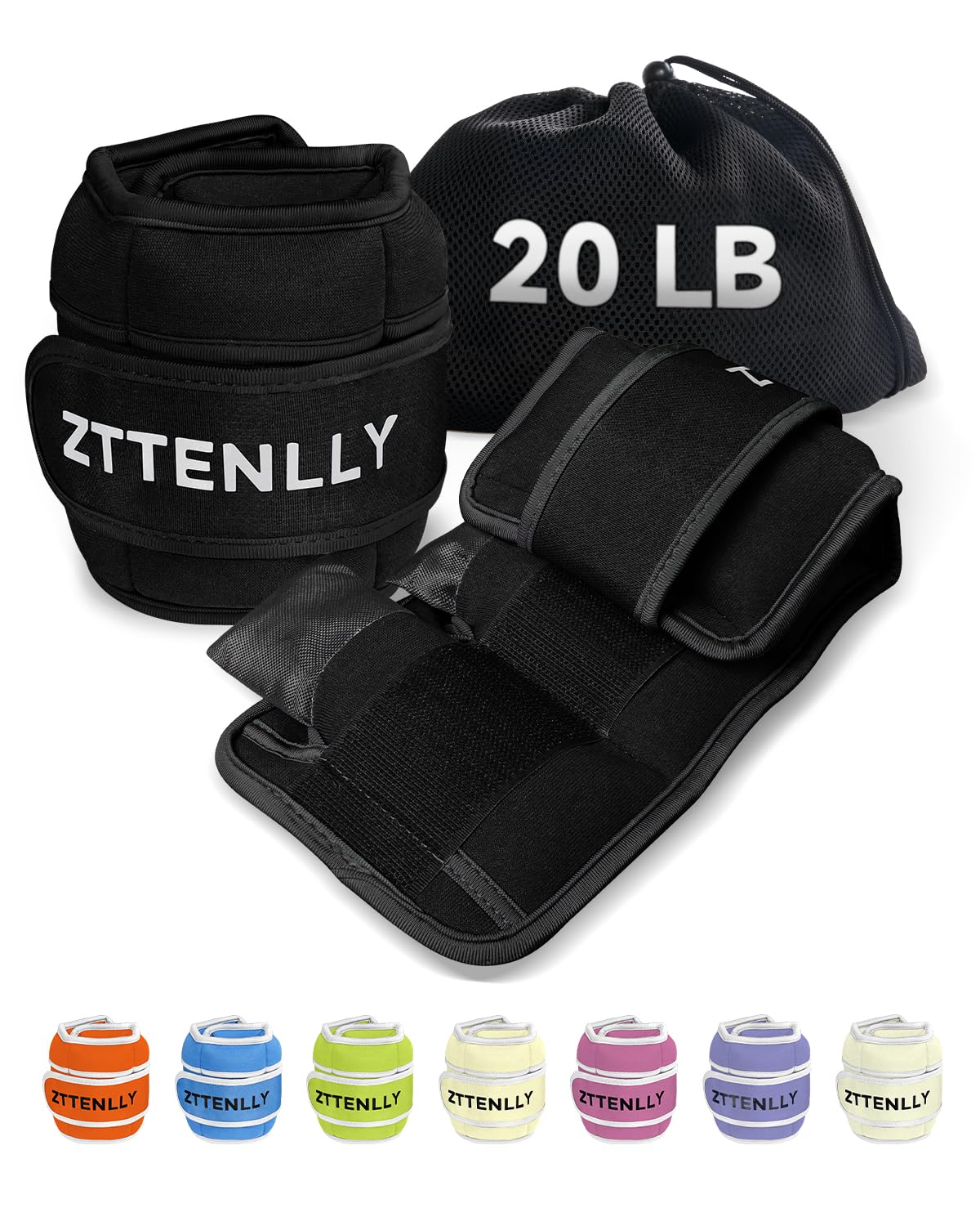 Adjustable Ankle Weights 1 Pair 5 10 15 18 20 Lbs T756855