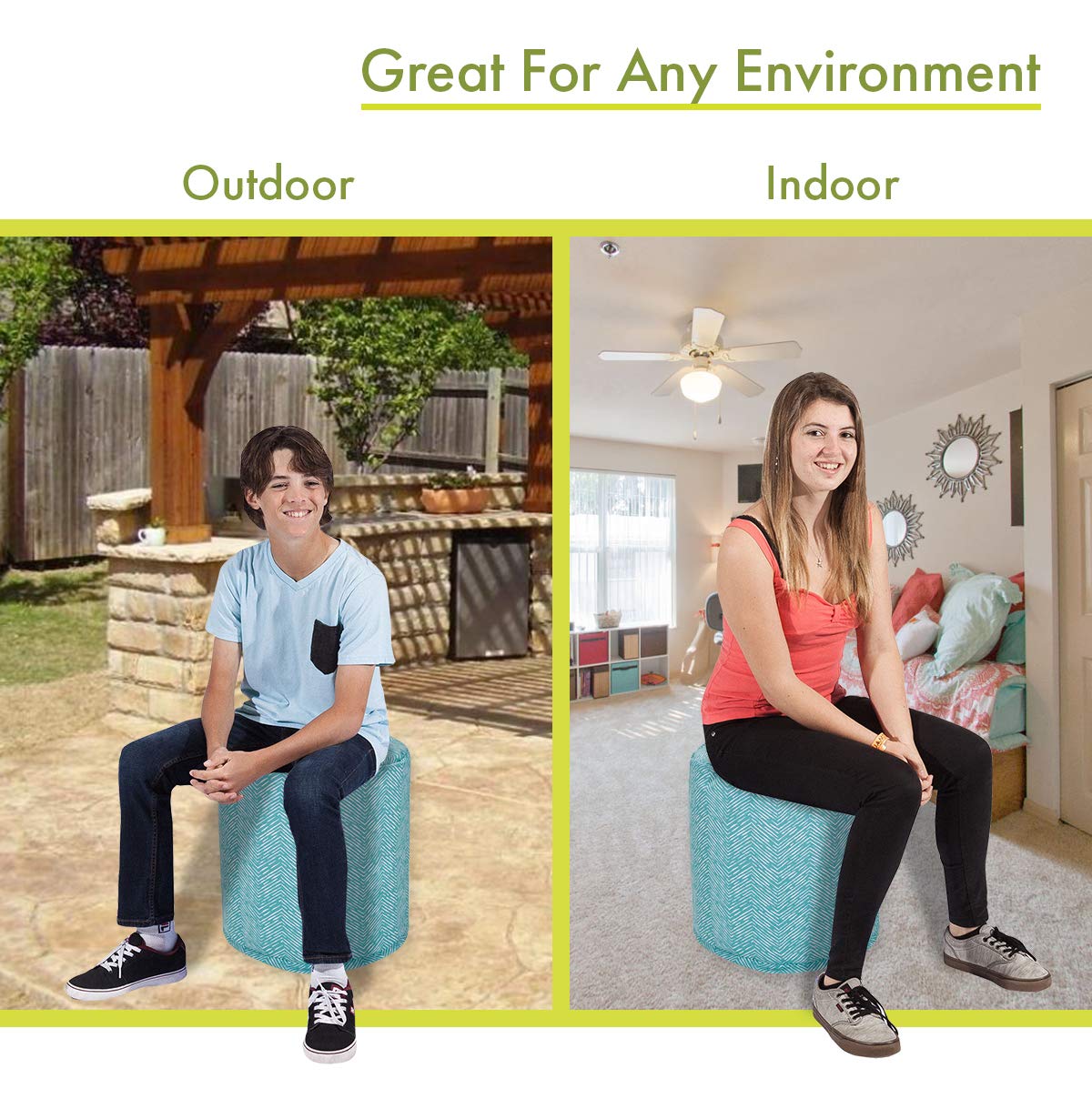 Teal Indoor/Outdoor Bean Bag Ottoman Pouf Z7780