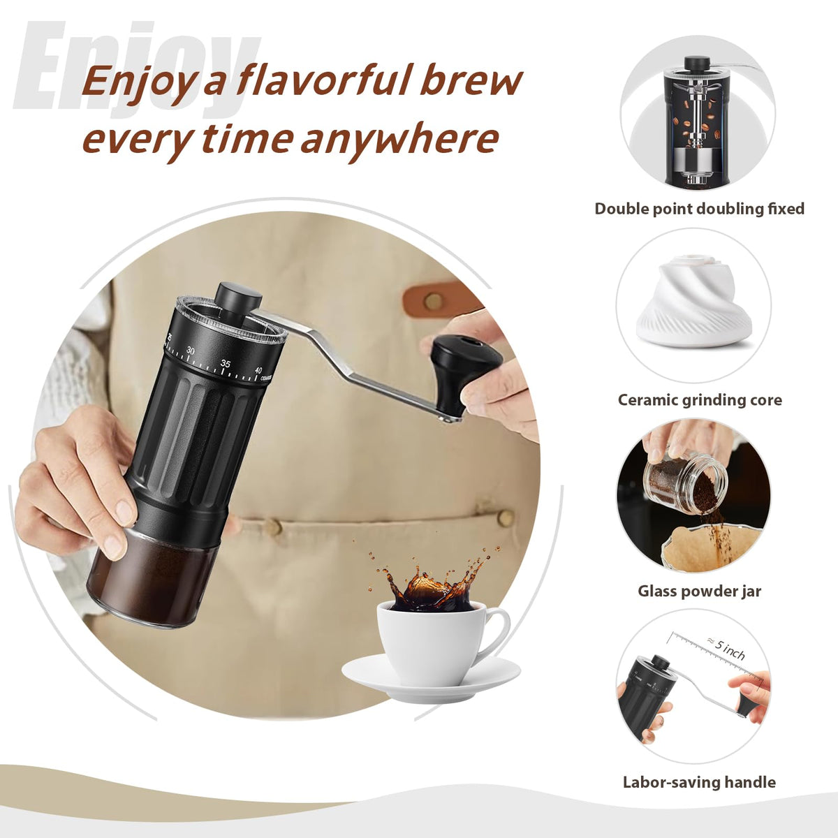 Manual Coffee Grinder with Ceramic Conical Burr L95788