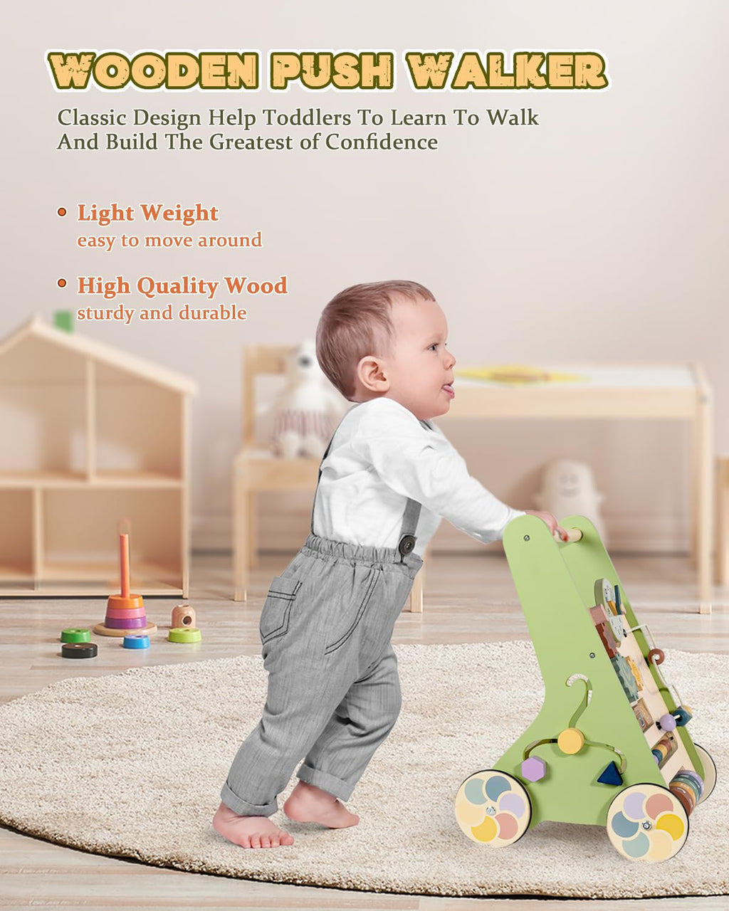 Wooden Push Walker with Wheels M62497