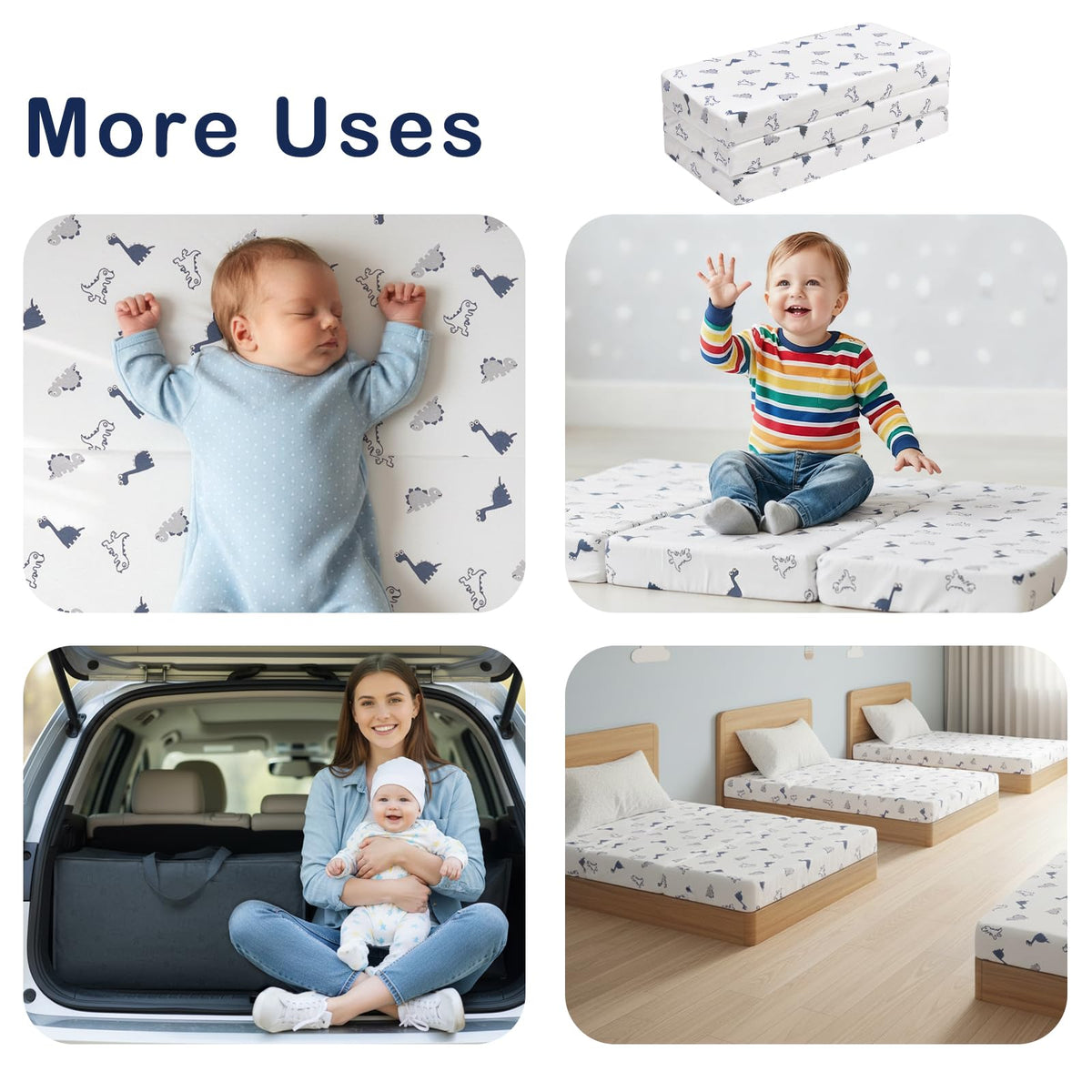 Trifold Pack and Play Mattress 38'' x 26'' x 3'' Memory Foam V18912
