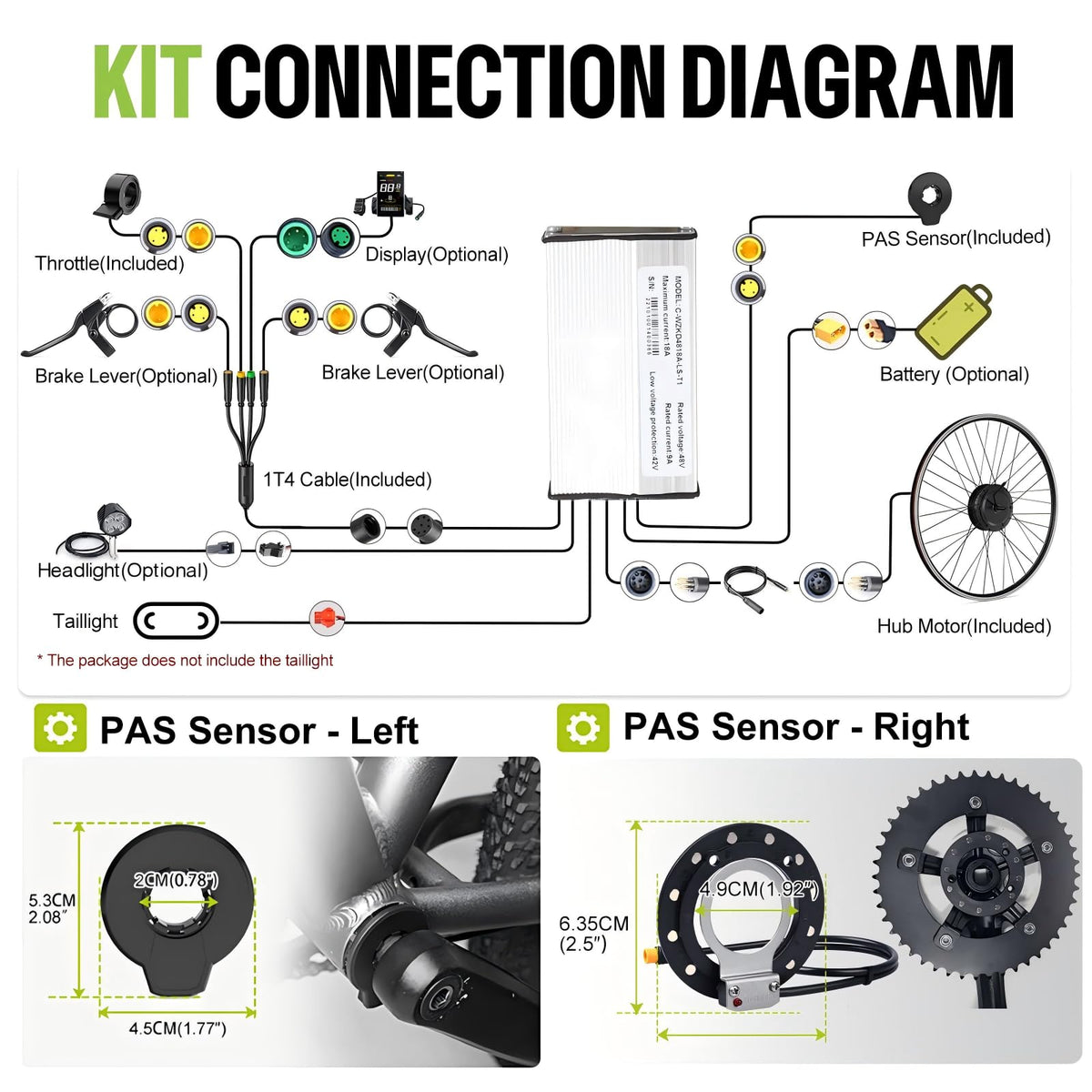 48V 500W Front Wheel Hub Motor Ebike Conversion Kit with Battery S198617