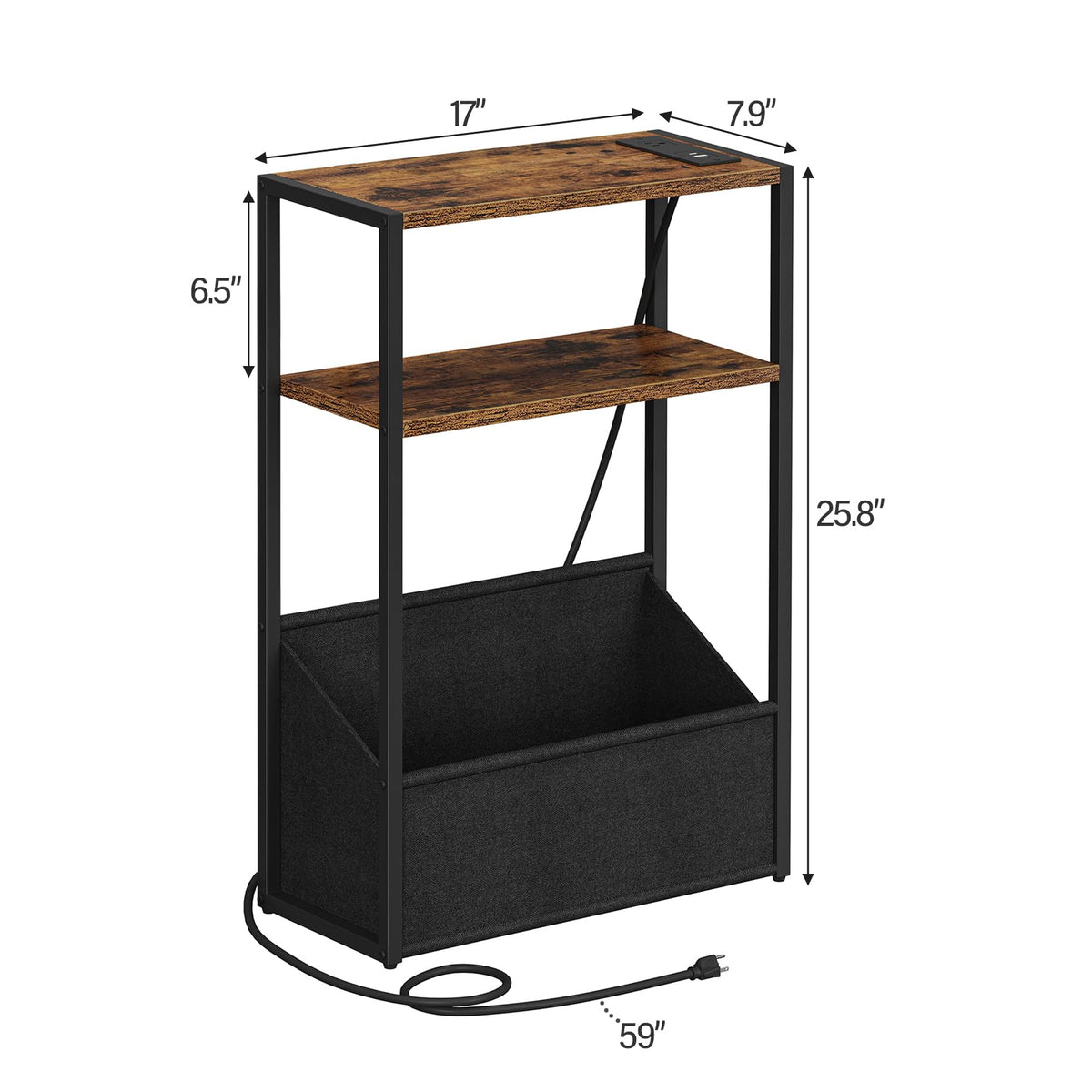 Narrow Side Table with Charging Station U56135
