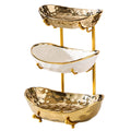 3 Tier Ceramic Fruit Bowl with Metal Stand N839