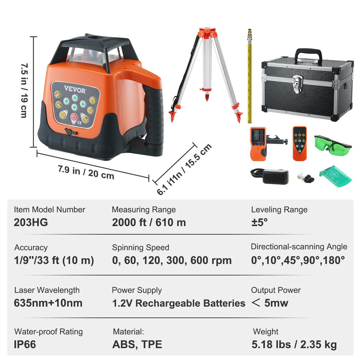 Green 360 Degree Self Leveling Rotary Laser Level Kit with Tripod & Staff X30890