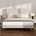Beige Queen Velvet Bed Frame Y5032