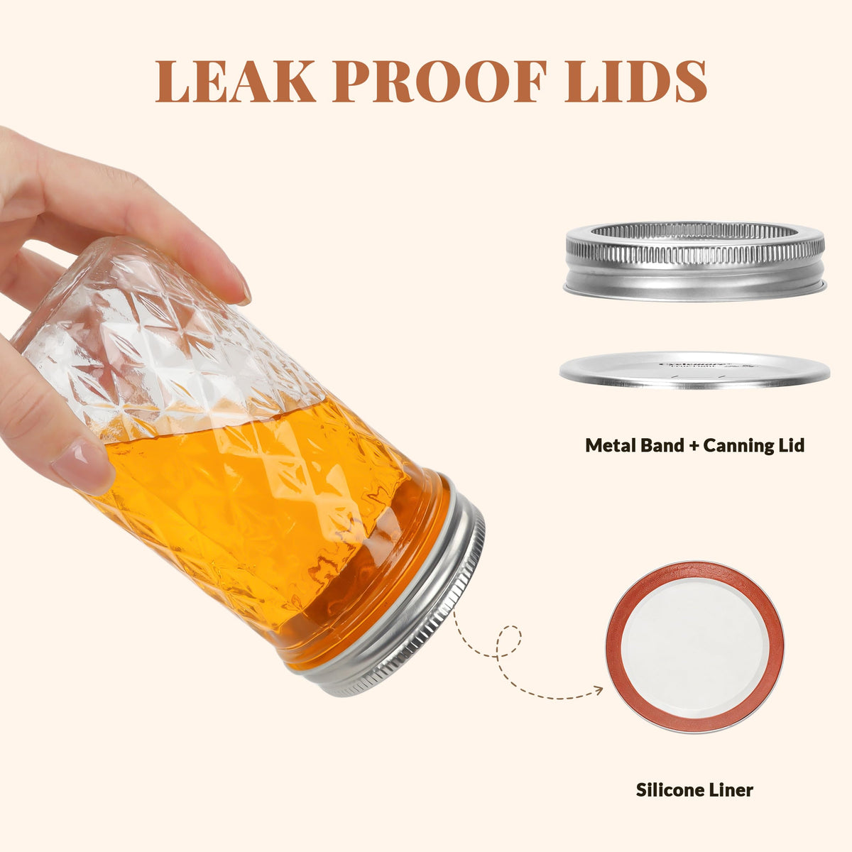 12 Pack 12oz Regular Mouth Glass Jars With Lids O18179