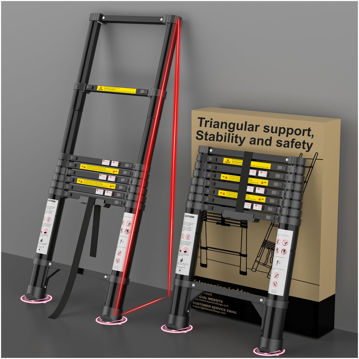 8.5 FT 330 Lbs Aluminum Telescoping Ladder J85976