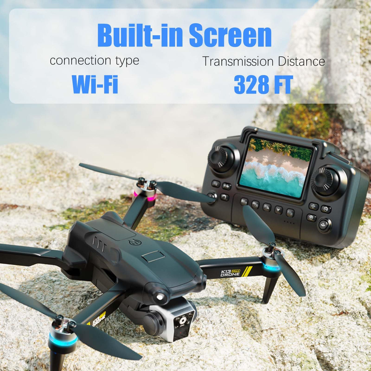 Brushless Drone with Camera, 2 Batteries T934605