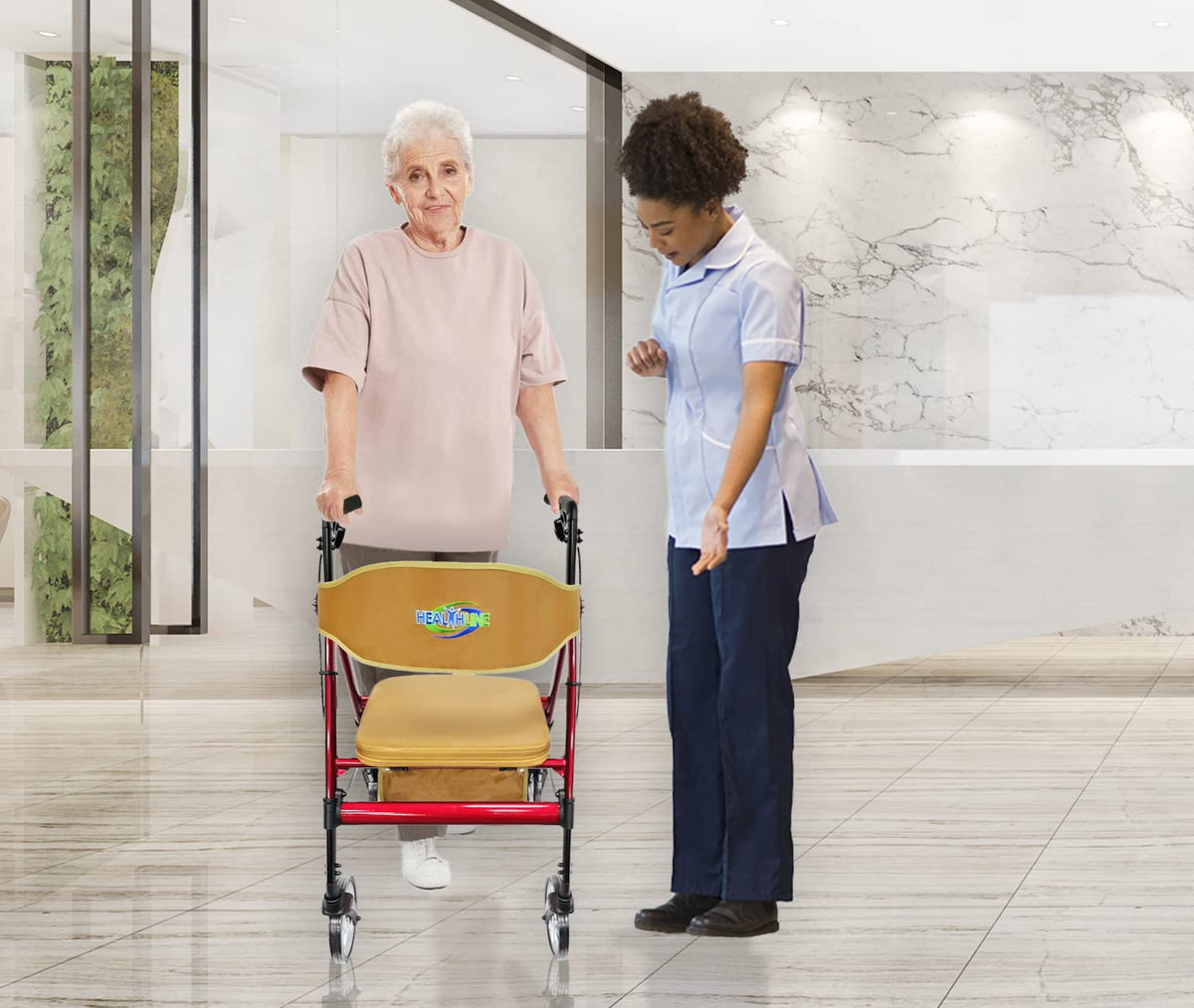 Heavy Duty 4 Wheel Rollator Walker with Seat E50349