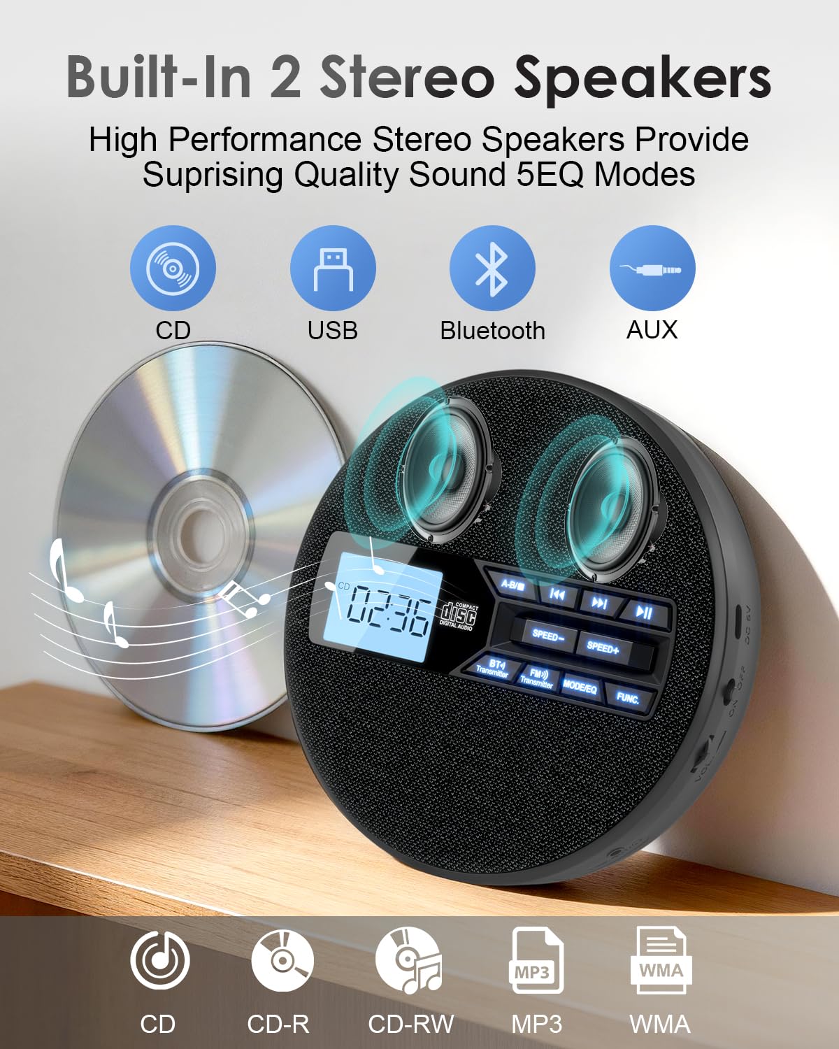 Portable CD Player with Bluetooth & FM Transmitter X191