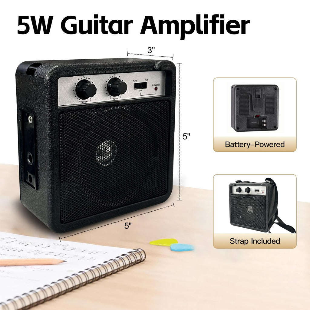30in Kids Electric Guitar Starter Kit with 5W Amp and Gig Bag M87654