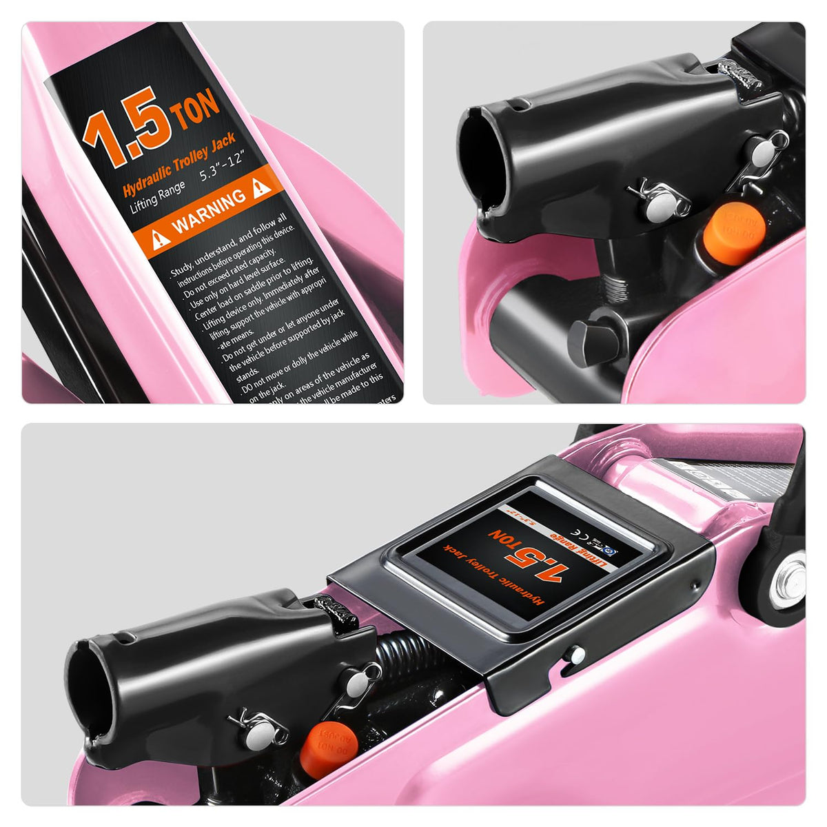 Low Profile Hydraulic Trolley Floor Jack 1.5 Ton Pink E228