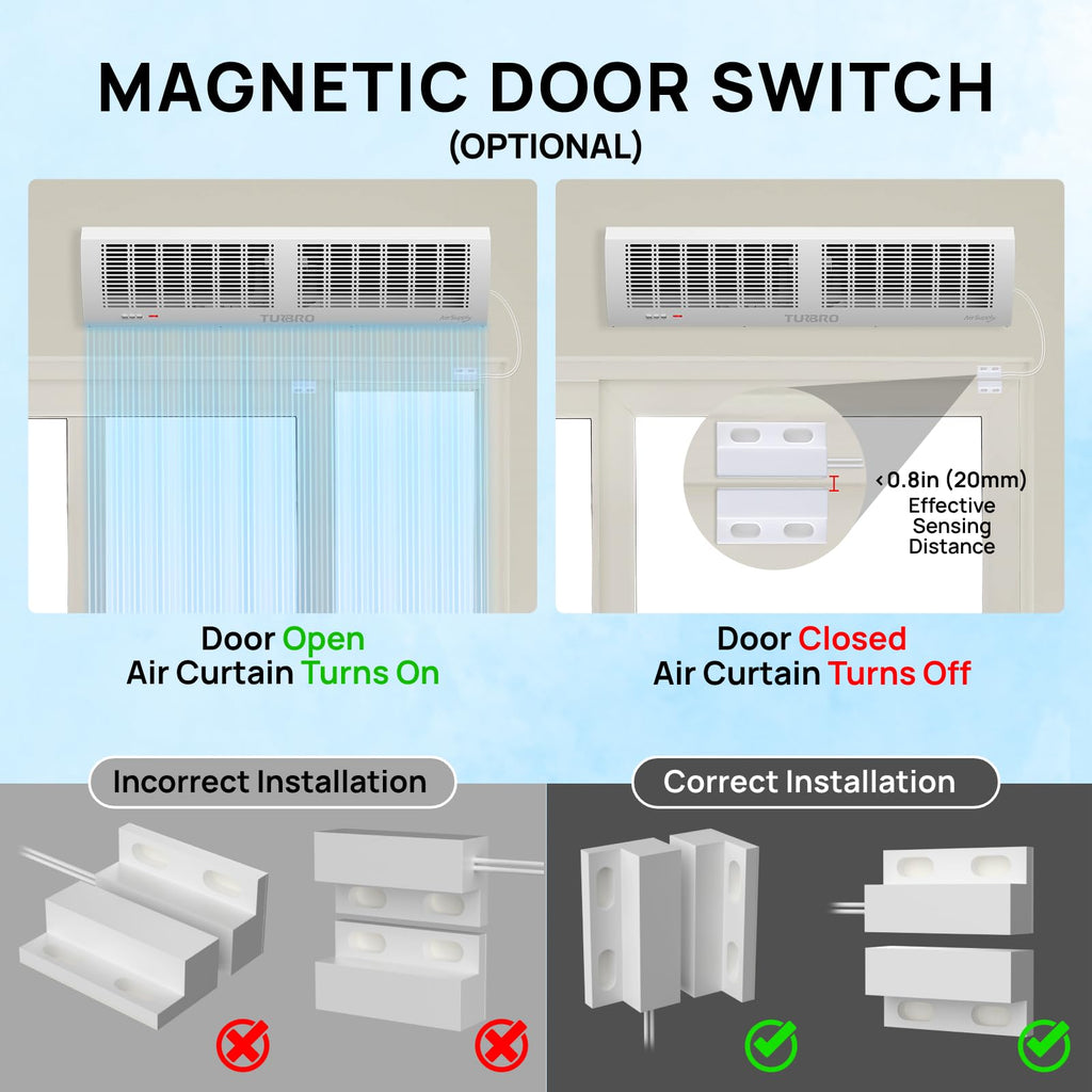 36-Inch Wall-Mounted Air Curtain Fan with Magnetic Switch K690