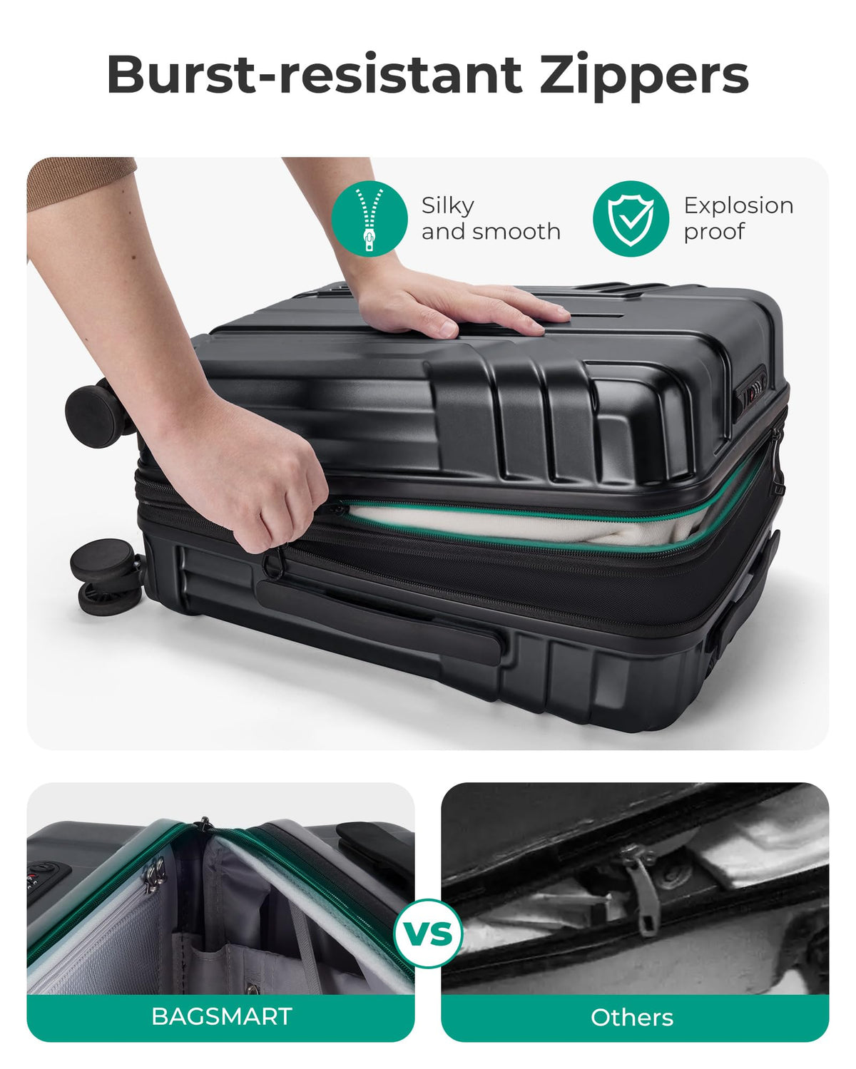 Expandable Carry On Luggage 22x14x9 Black J34171