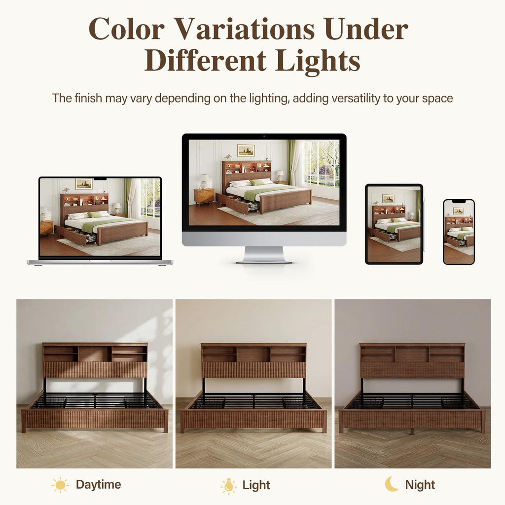 Queen Size Bed Frame with 4 Storage Drawers X270723