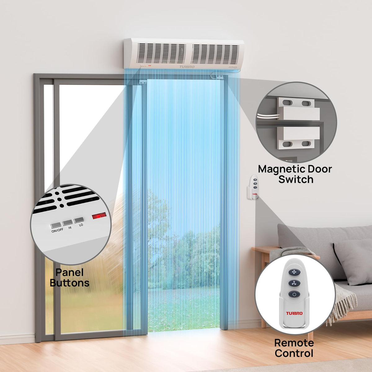 36-Inch Wall-Mounted Air Curtain Fan with Magnetic Switch K690